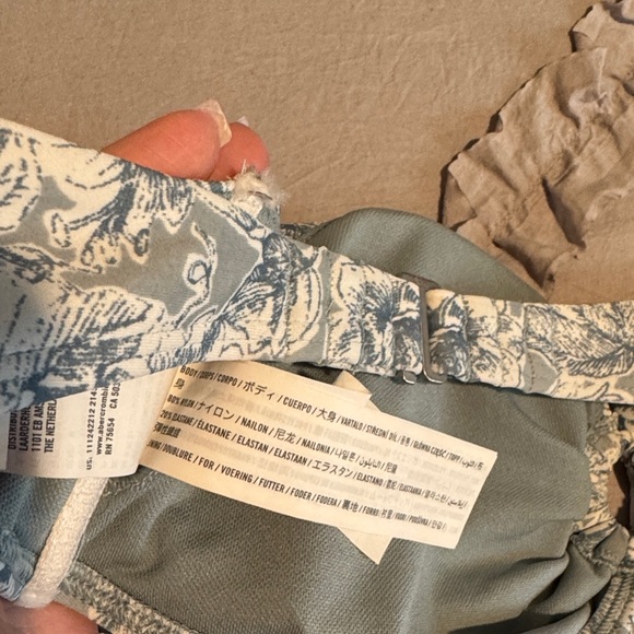 Abercrombie & Fitch Floral Bandeau Bikini Set in Blue and Cream - Picture 6 of 12